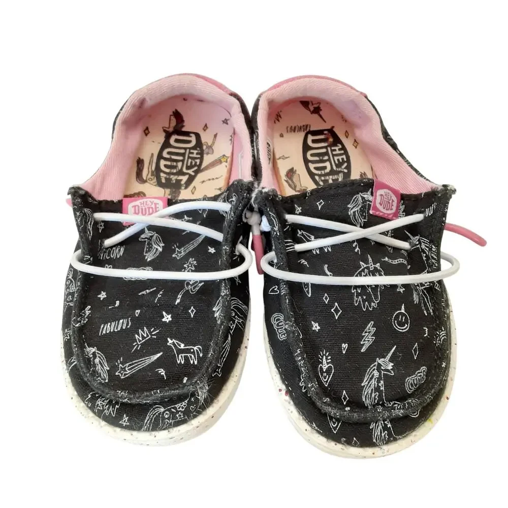Hey Dude Wendy Sox Slip On Shoes Toddler 8 Black Unicorn Whimsical Boat Shoes
